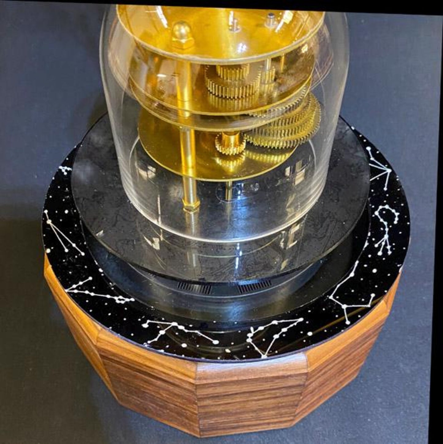 Close up of the solar powered orrery with a constellation ring surround