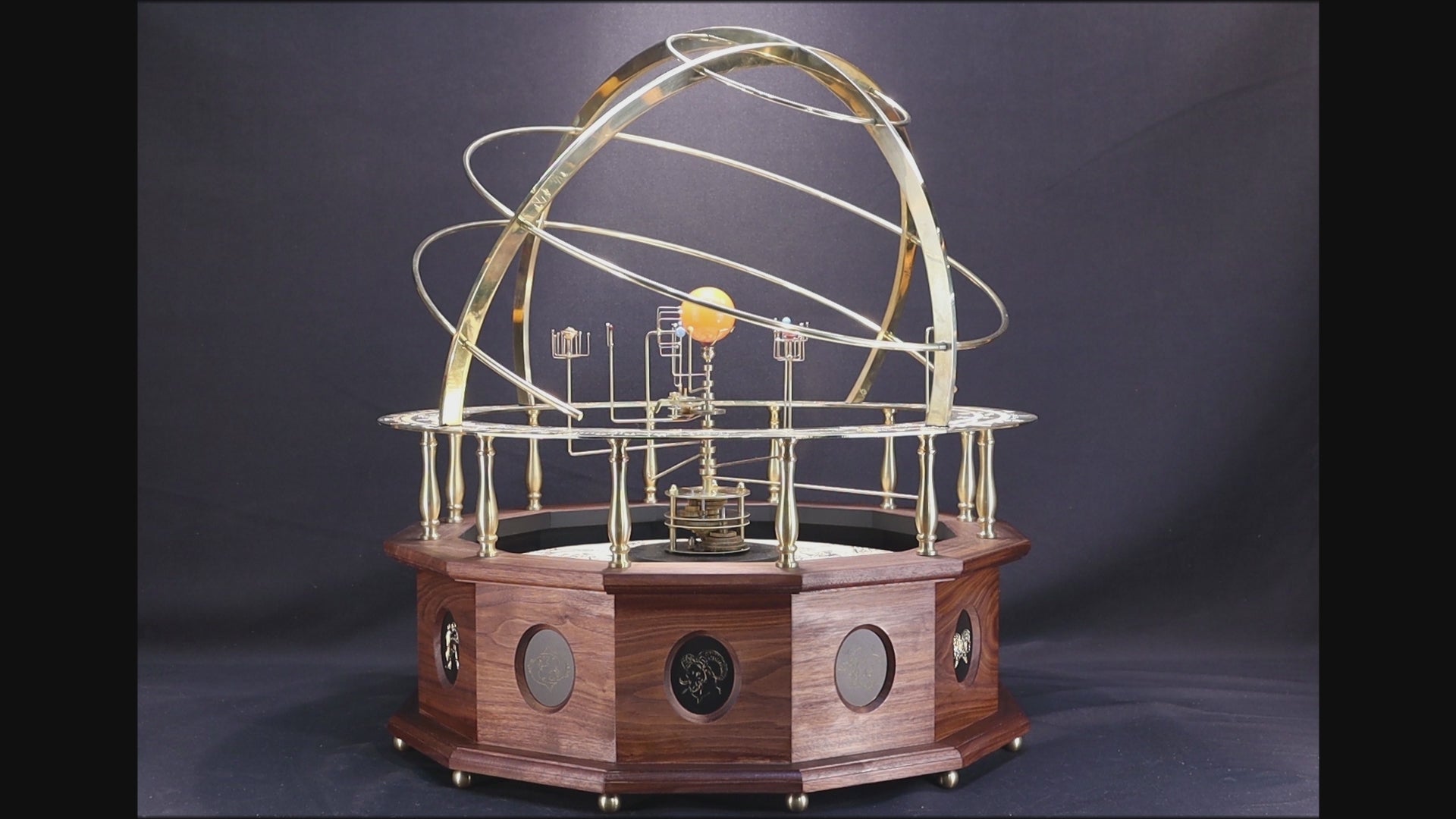 Video demonstrating the movement of the planets and earth-moon system of the museum quality grand orrery.