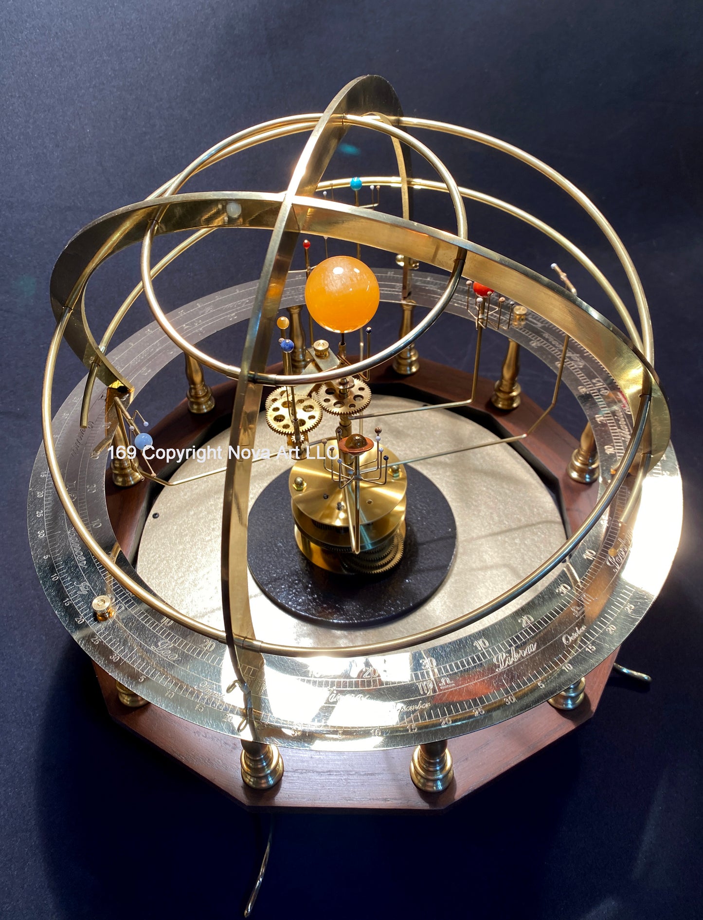 Baby Grand Orrery in Walnut with half armillary sphere