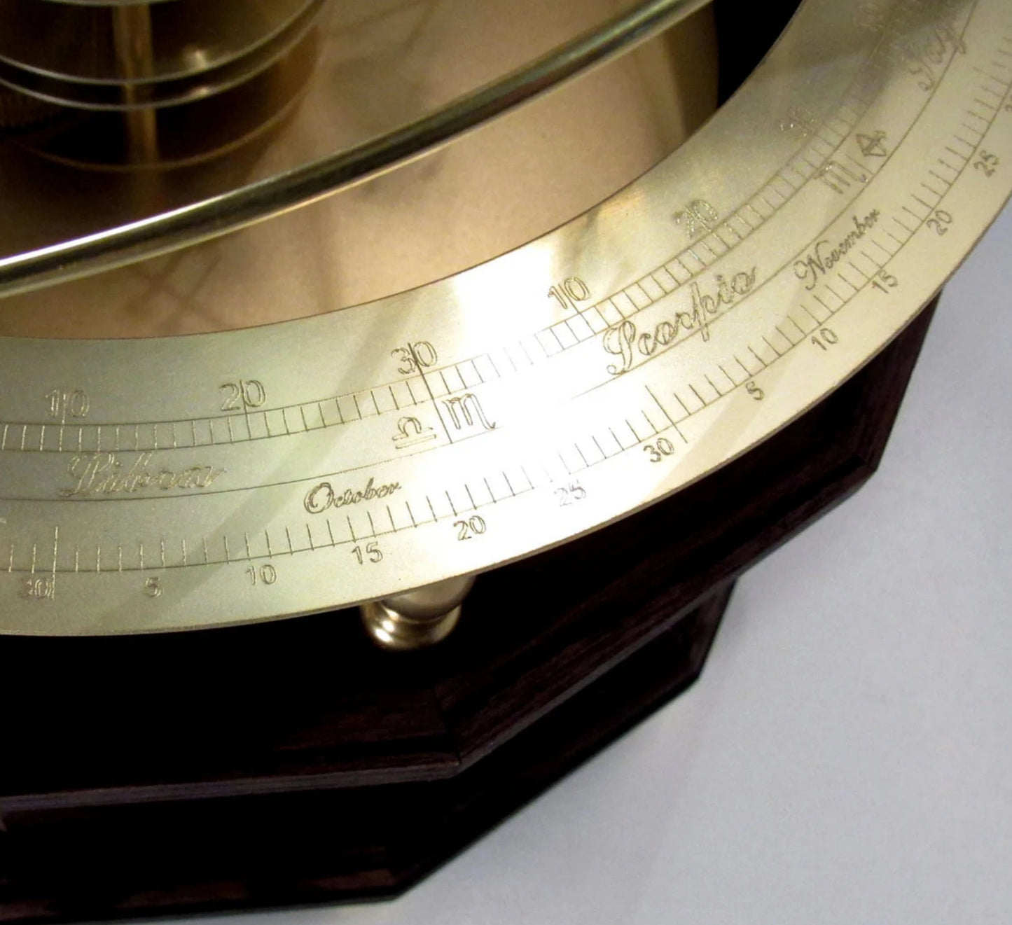 Close up of zodiacal calendar ring on Grand Orrery from Science Art
