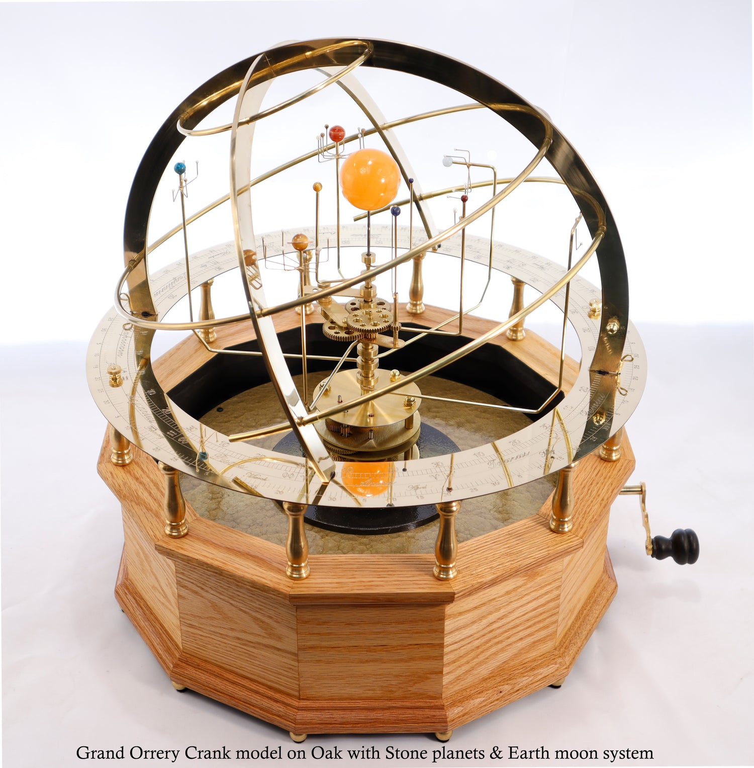 Grand Orrery in natural oak with hand crank